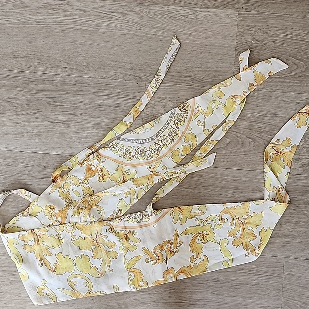Baliawear Chiffon Floral Halter Top - Yellow and Cream White Muti Way Tie Sz Med - Picture 8 of 8